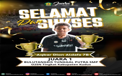 Selamat dan Sukses Dalam Meraih Juara 1 Buku Tangkis Tunggal Putra O2SN Kab. Kudus